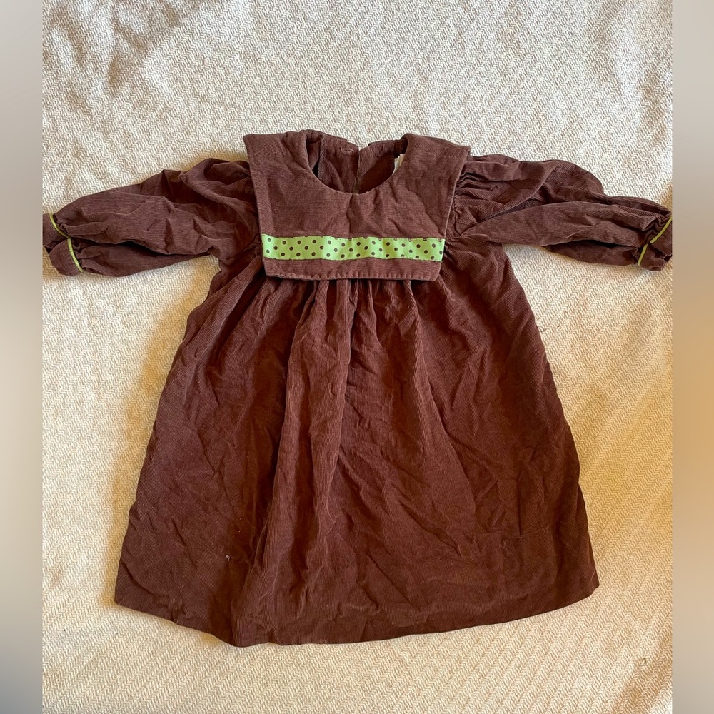 Peaches n Cream Brown Corduroy 100% Cotton Girls Dress